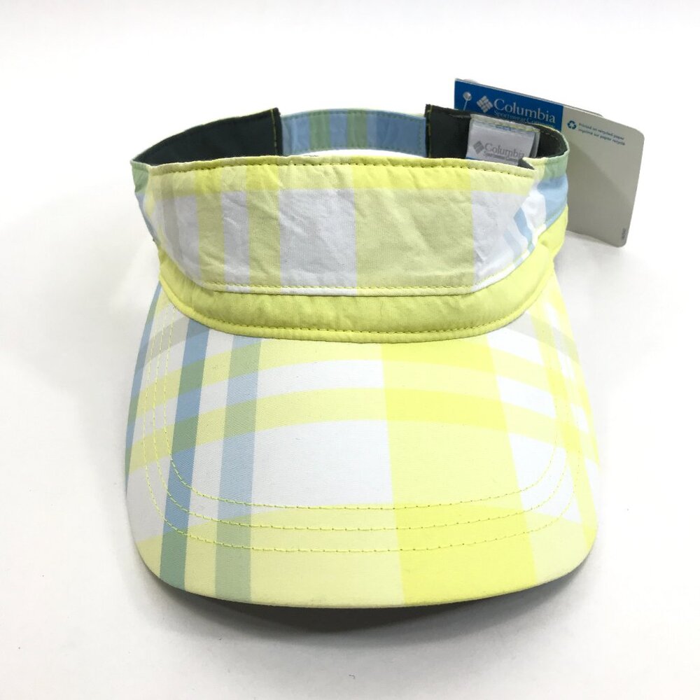 NEW Columbia PFG Splash Visor Women's OS Yellow Plaid Nylon Outdoor Fishing